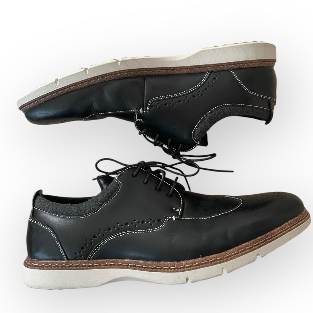 Stacy Adams Synergy Wingtip Oxford men’s leather upper shoes black size 11